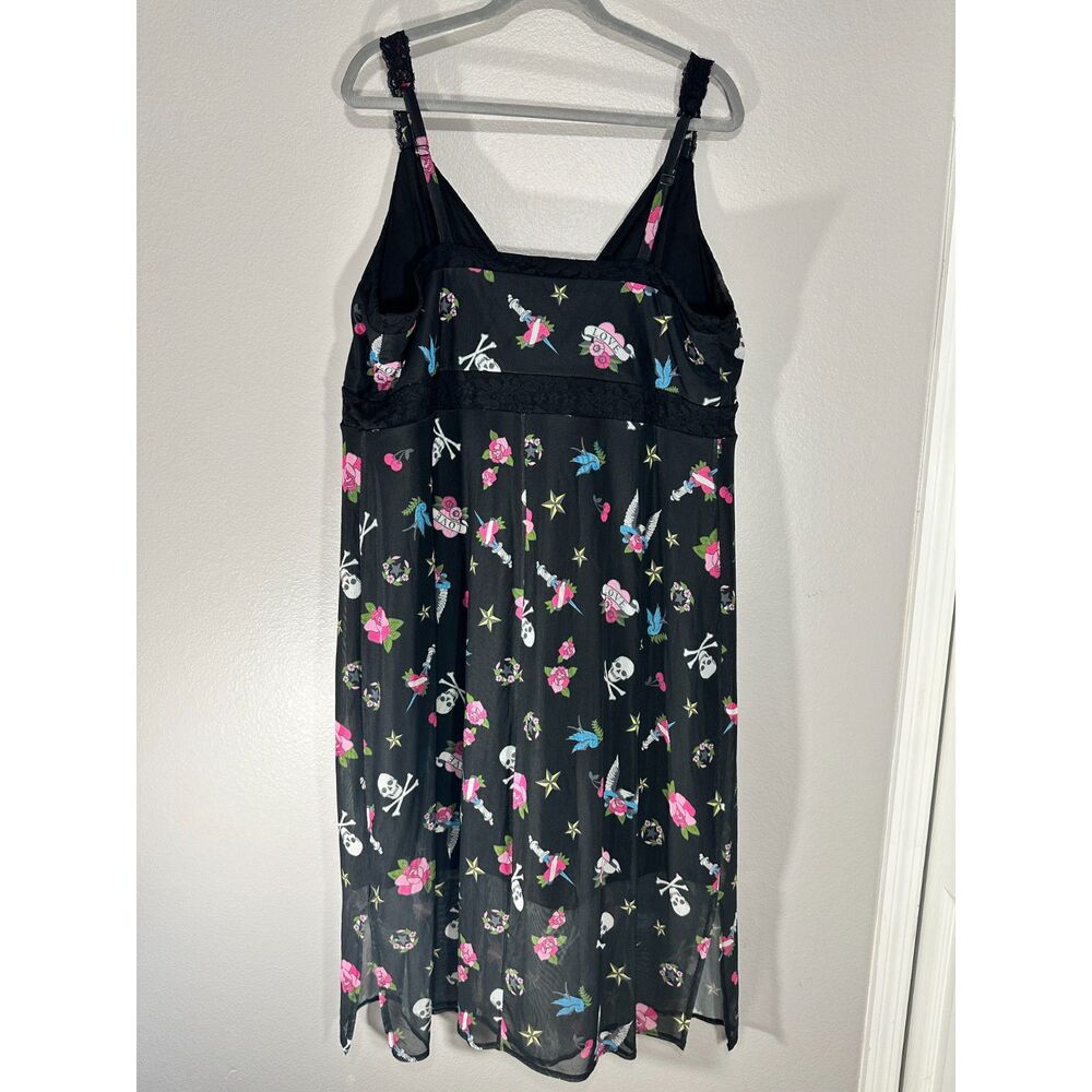 Betsey Johnson x Torrid Mesh Tattoo Midi Slip Dress PLUS 2X Lace Straps Skull BG - Picture 9 of 11